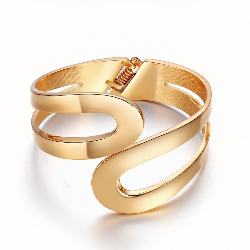 Bracelet manchette doré avec design moderne et fermoir sécurisé