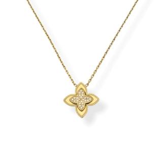 Collier Fleur d'Or avec pendentif quatrefoil et pierres scintillantes