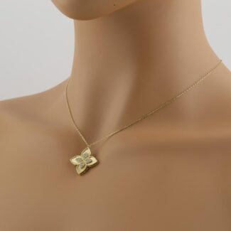 Collier Fleur Éclatante avec pendentif floral doré et pierres scintillantes