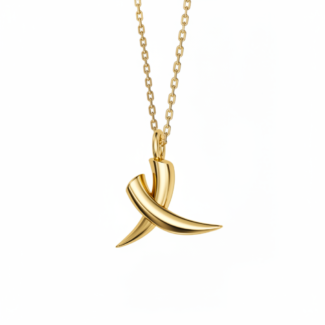 Collier Golden Kiss avec pendentif croisé en or